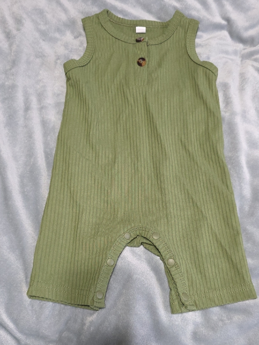 Ribbed Olive Green Sleeveless Baby Romper